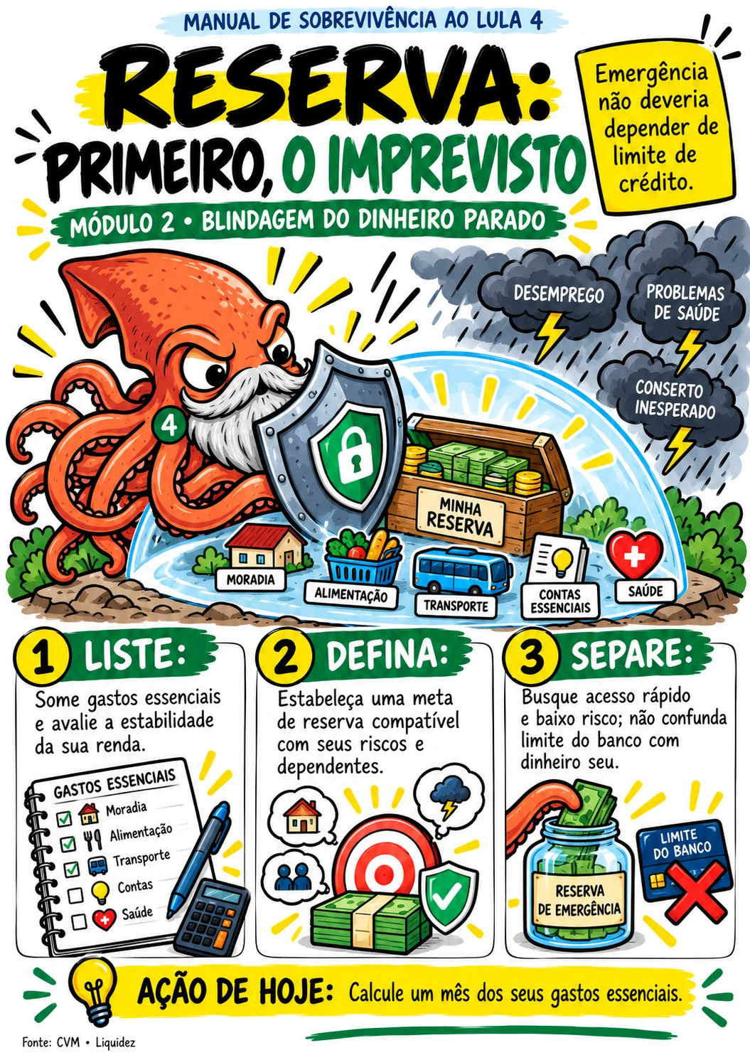 Reserva: primeiro, o imprevisto