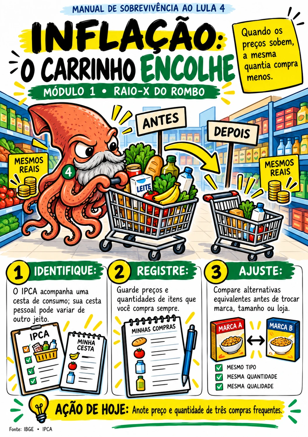 Inflação: o carrinho encolhe
